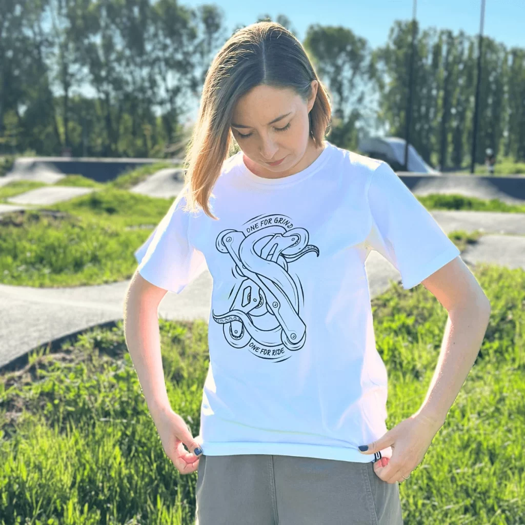 Grind and ride damska biała koszulka (3)